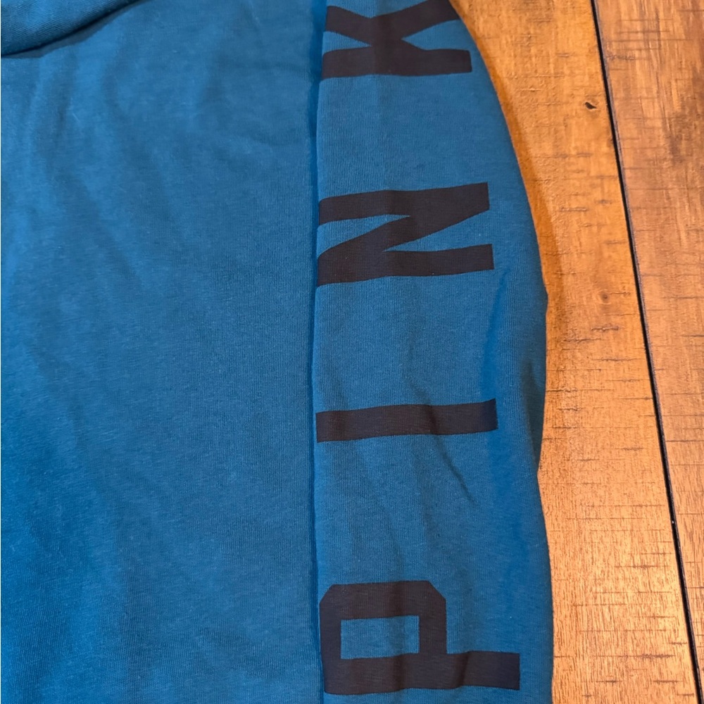 PINK VS Teal Lace Up Hooded Sweatshirt - Picture 9 of 13